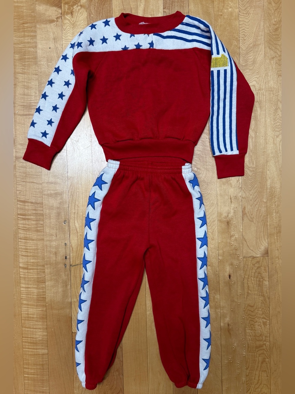 Vintage Donmoor 2-piece sweatsuit track suit red white blue 3T